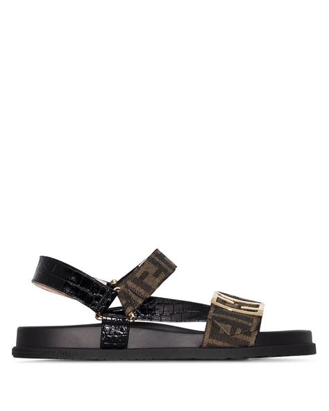 fendi logo strap sandals|Fendi denim sandals.